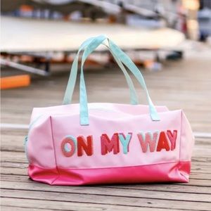 New- Jadelynn Brooke On My Way Duffle Chenille Letters.  100% Vegan leather.